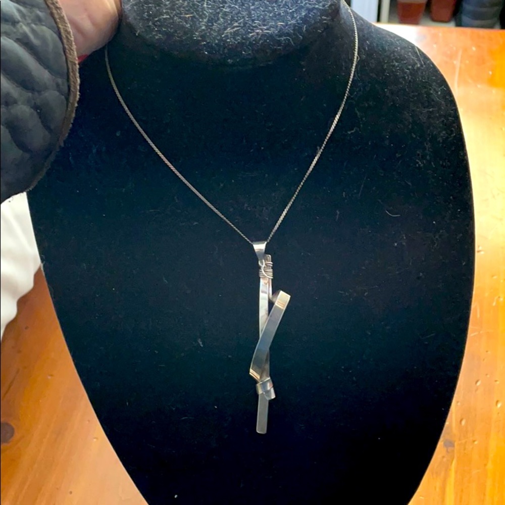Sterling flat ribbon necklace.